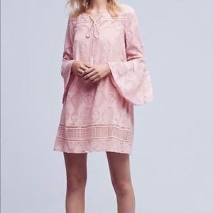 Anthropology | Floreat Esme Pink dress with bell sleeves